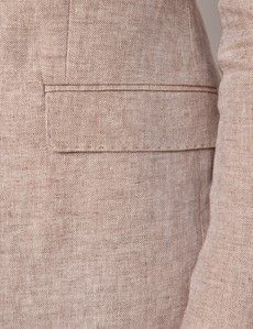 Natural Semi Plain Italian Linen Tailored Fit Suit Jacket - 1913 Collection-preview2
