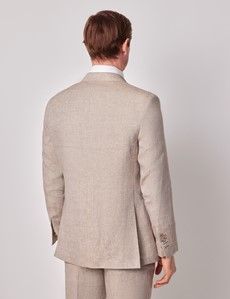 Natural Semi Plain Italian Linen Tailored Fit Suit Jacket - 1913 Collection-preview3