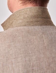 Natural Semi Plain Italian Linen Tailored Fit Suit Jacket - 1913 Collection-preview4