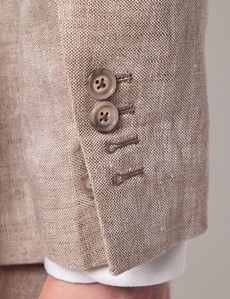 Natural Semi Plain Italian Linen Tailored Fit Suit Jacket - 1913 Collection-preview5