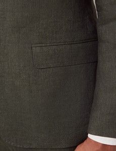 Dark Green Semi Plain Italian Linen Tailored Fit Suit Jacket - 1913 Collection-preview3