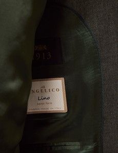 Dark Green Semi Plain Italian Linen Tailored Fit Suit Jacket - 1913 Collection-preview4