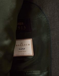 Tailored Fit Dark Green Semi Plain 1913 Linen Suit Jacket
