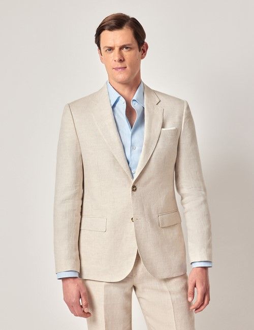 Cream Italian Linen Tailored Fit Suit Jacket - 1913 Collection