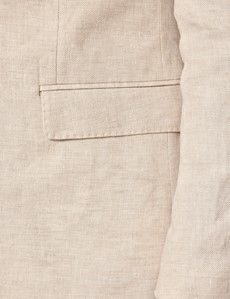 Cream Italian Linen Tailored Fit Suit Jacket - 1913 Collection-preview2