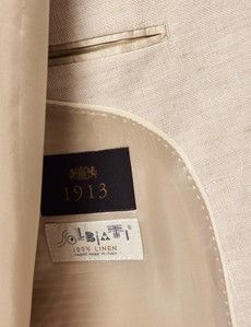 Cream Italian Linen Tailored Fit Suit Jacket - 1913 Collection-preview3