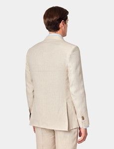 Cream Italian Linen Tailored Fit Suit Jacket - 1913 Collection-preview4