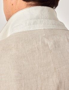 Cream Italian Linen Tailored Fit Suit Jacket - 1913 Collection-preview5