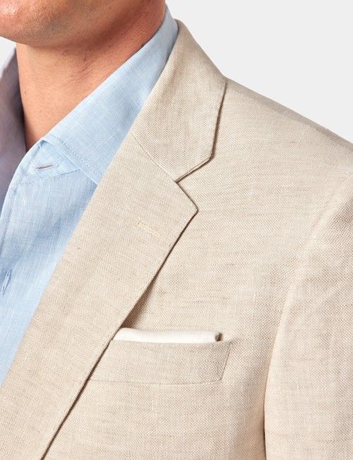 Cream Italian Linen Tailored Fit Suit - 1913 Collection-preview