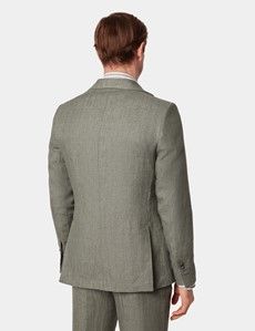 Slim Fit Sage Green Herringbone 1913 Suit-preview5