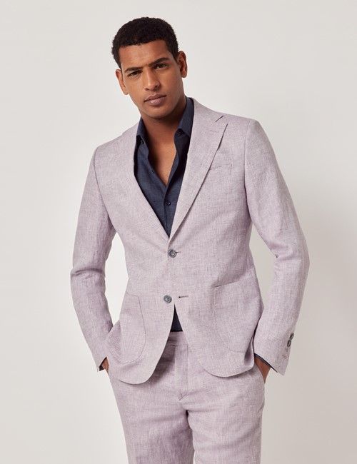Dusty Lilac Linen Italian Slim Suit Jacket - 1913 Collection