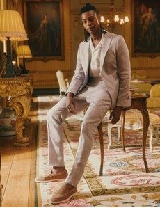 Dusty Lilac Italian Linen Slim Fit Suit - 1913 Collection-preview1