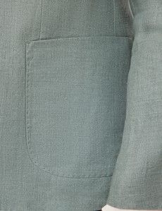 Sea Green Italian Linen Slim Fit Suit Jacket - 1913 Collection-preview3