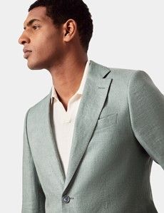Slim Fit Sea Green 1913 Linen Suit Jacket