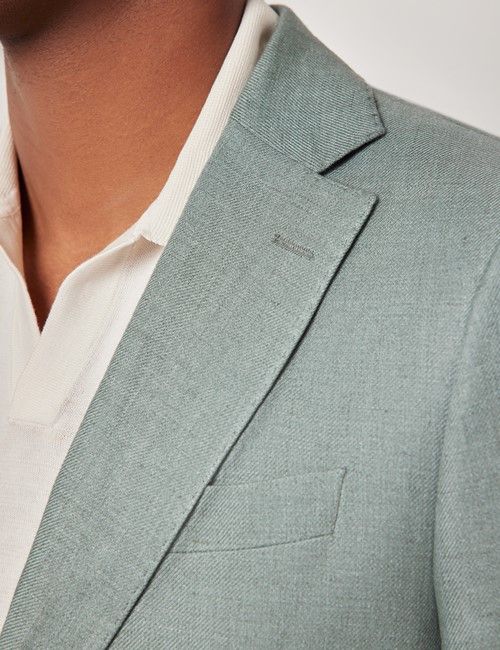 Sea Green Italian Linen Slim Fit Suit - 1913 Collection-preview