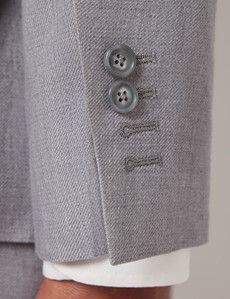 Mid Grey Twill Italian Linen Slim Fit Suit Jacket - 1913 Collection-preview7
