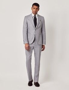 Mid Grey Twill Italian Linen Slim Fit Suit Jacket - 1913 Collection-preview9