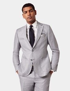Slim Fit Mid Grey Twill 1913 Linen Suit Jacket