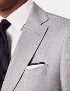 Slim Fit Mid Grey Twill 1913 Linen Suit Jacket