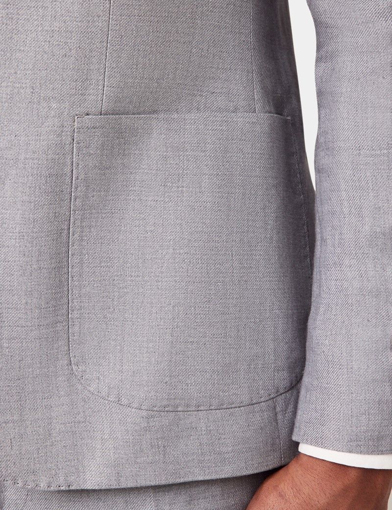Slim Fit Mid Grey Twill 1913 Linen Suit Jacket thumbnail 2