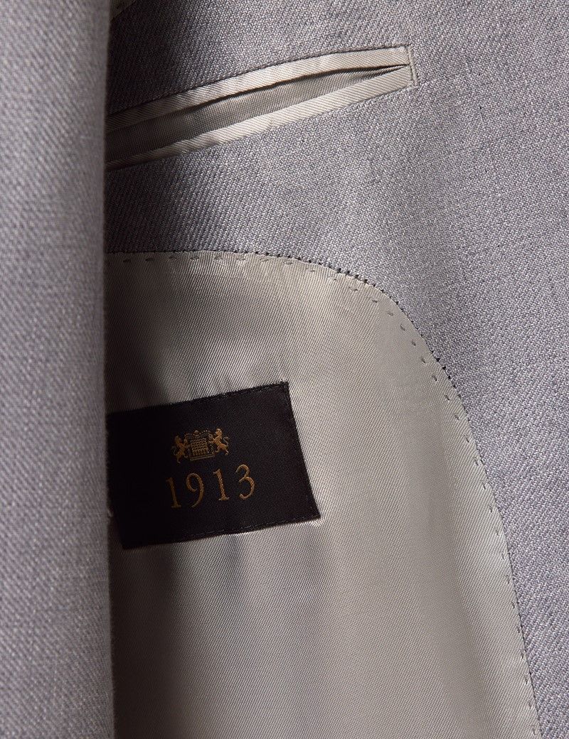 Slim Fit Mid Grey Twill 1913 Linen Suit Jacket thumbnail 3