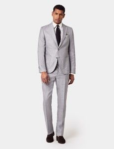 Slim Fit Mid Grey Twill 1913 Linen Suit Jacket