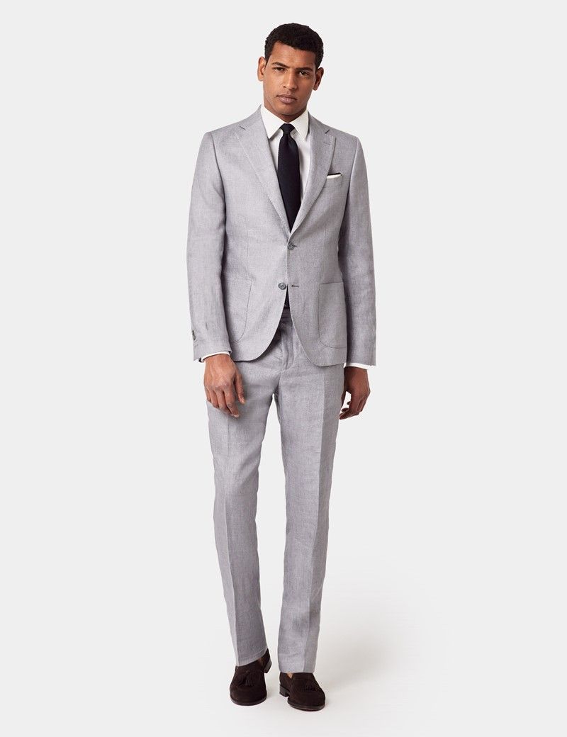 Slim Fit Mid Grey Twill 1913 Linen Suit Jacket thumbnail 7