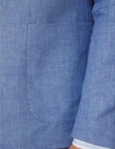Denim Blue Twill Italian Linen Slim Fit Suit Jacket - 1913 Collection-preview3