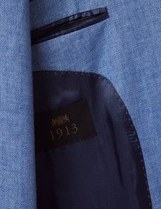 Denim Blue Twill Italian Linen Slim Fit Suit Jacket - 1913 Collection-preview4
