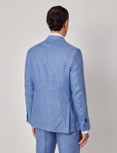 Denim Blue Twill Italian Linen Slim Fit Suit Jacket - 1913 Collection-preview5