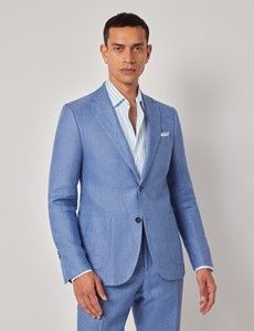 Denim Blue Twill Italian Linen Slim Fit Suit Jacket - 1913 Collection-preview7