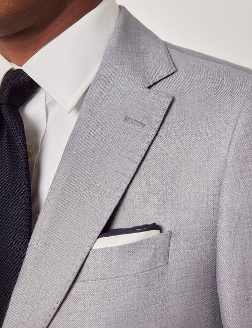 Mid Grey Twill Italian Linen Slim Fit Suit - 1913 Collection-preview