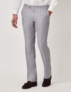 Mid Grey Twill Italian Linen Slim Fit Suit - 1913 Collection-preview10
