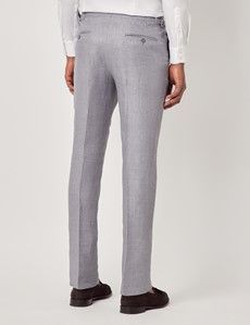 Mid Grey Twill Italian Linen Slim Fit Suit - 1913 Collection-preview12