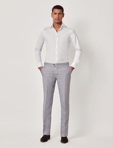 Mid Grey Twill Italian Linen Slim Fit Suit - 1913 Collection-preview13