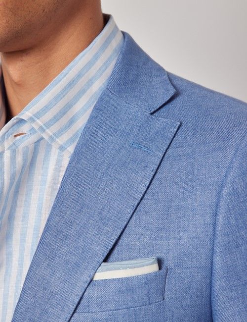 Denim Blue Twill Italian Linen Slim Fit Suit - 1913 Collection-preview