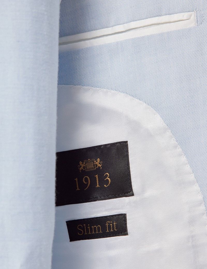 Slim Fit Pale Blue 1913 Linen Suit Jacket thumbnail 3