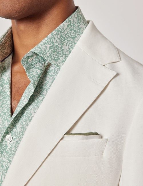 White Italian Linen-Cotton Slim Fit Suit - 1913 Collection-preview
