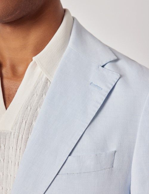Pale Blue Italian Linen-Cotton Slim Fit Suit - 1913 Collection-preview