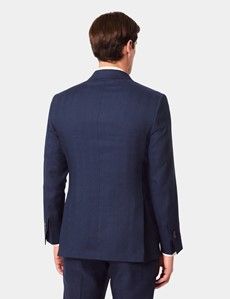 Navy Italian Linen-Wool Double Breasted Slim Fit Suit Jacket - 1913 Collection-preview3