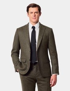 Slim Fit Green Herringbone 1913 Suit Jacket