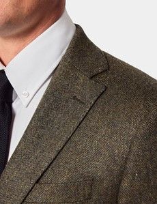 Slim Fit Green Herringbone 1913 Suit Jacket