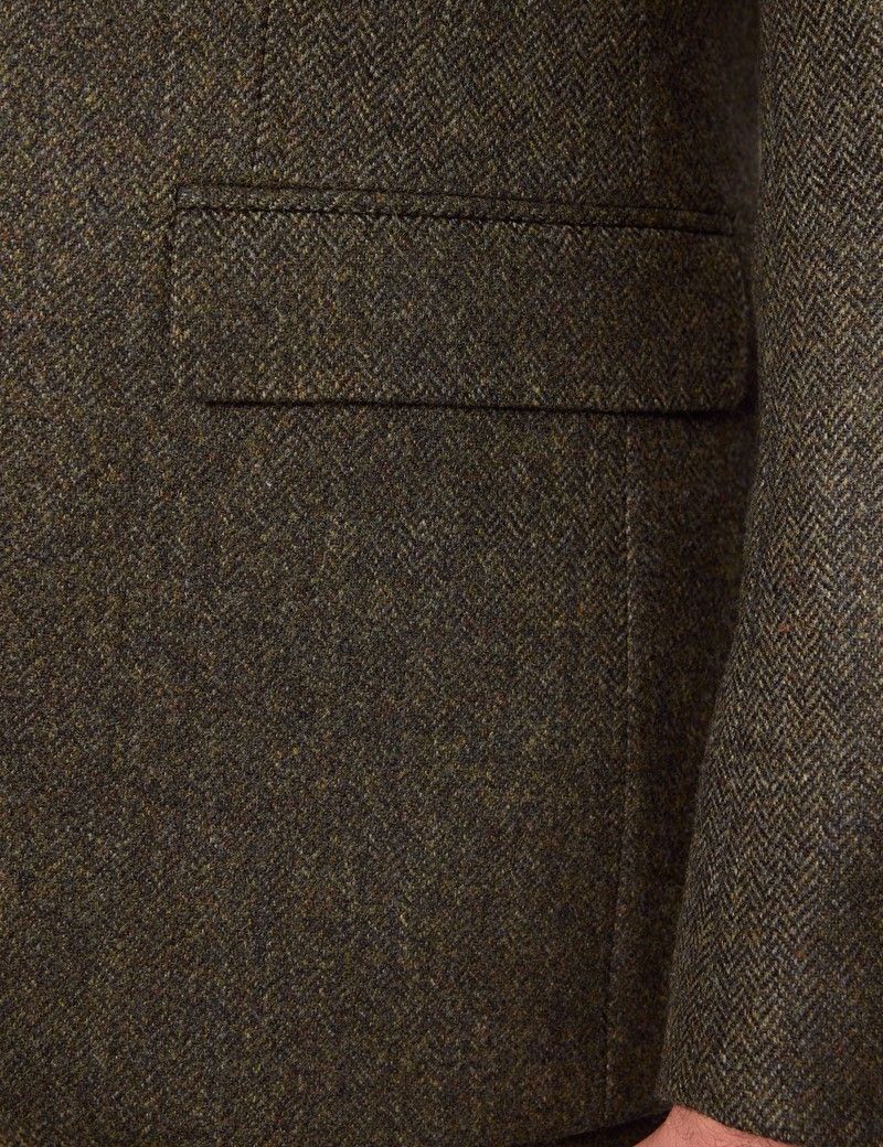 Slim Fit Green Herringbone 1913 Suit Jacket thumbnail 2
