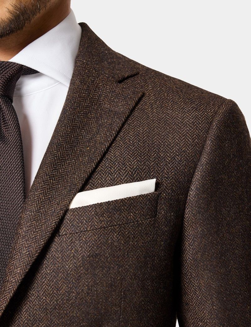 Slim Fit Brown Herringbone 1913 Suit thumbnail 9