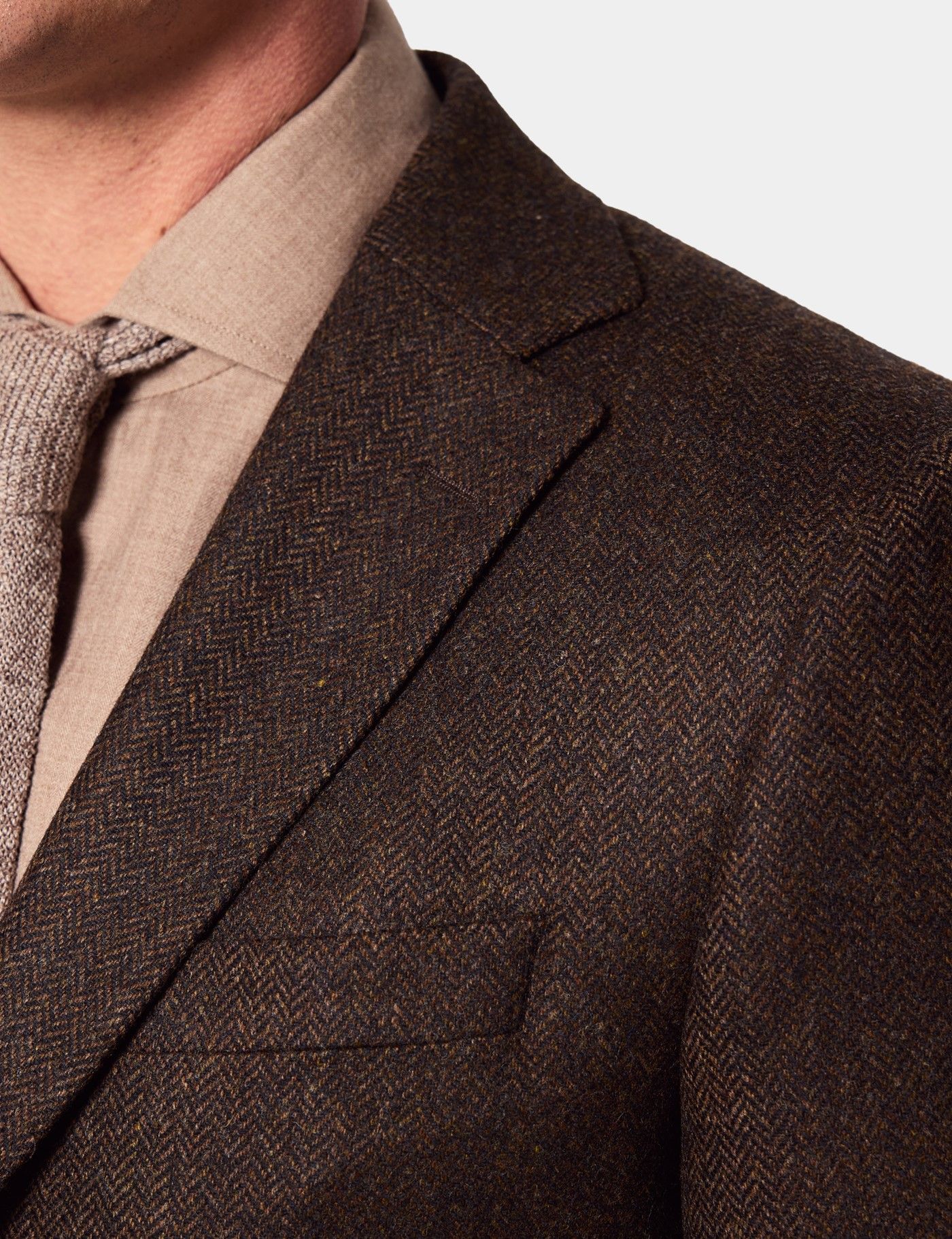 Slim Fit Brown Herringbone 1913 Suit-preview