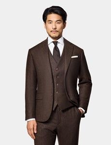 Slim Fit Brown Herringbone 1913 Suit