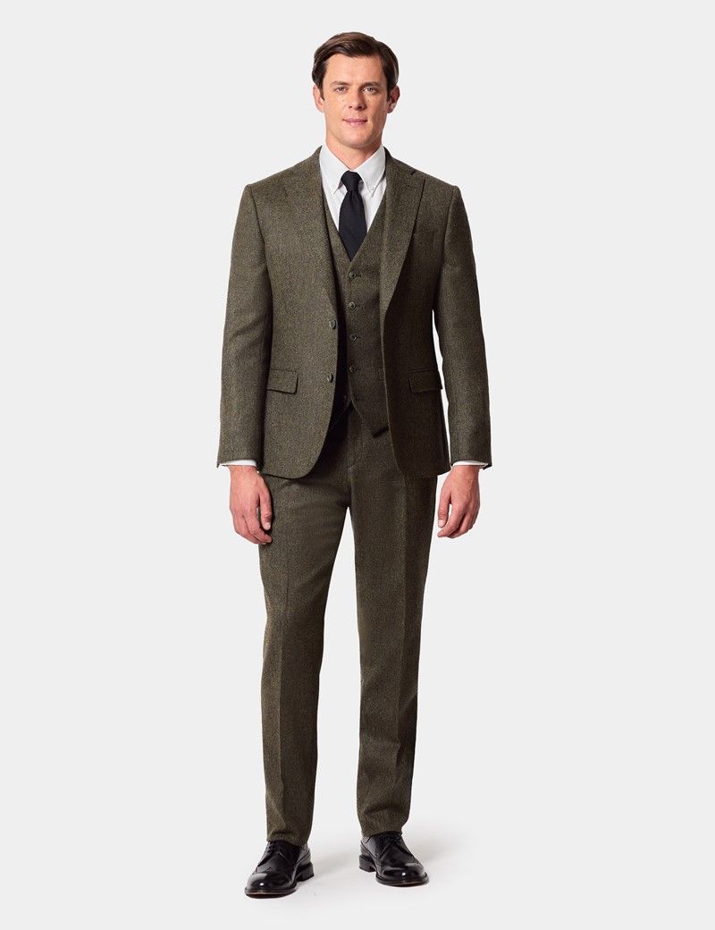 Slim Fit Green Herringbone 1913 Suit thumbnail 8