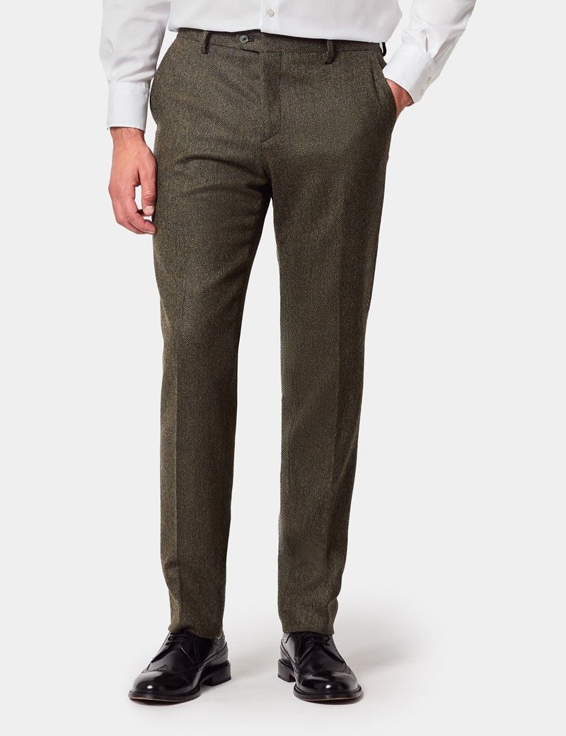 Slim Fit Green Herringbone 1913 Suit thumbnail 4