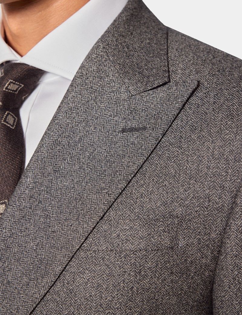 Tailored Fit Taupe Herringbone 1913 Suit-preview