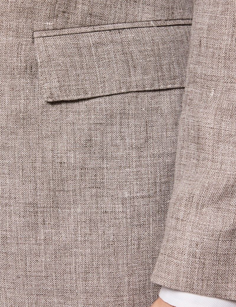 Tailored Fit Brown Melange 1913 Linen Suit Jacket thumbnail 4